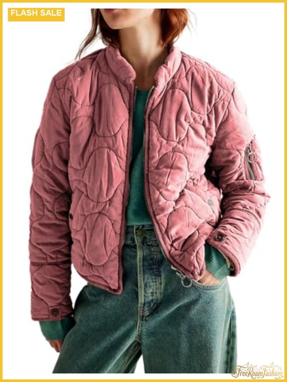 Women's Lightweight Quilted Zip Up Puffer Jacket with Pockets